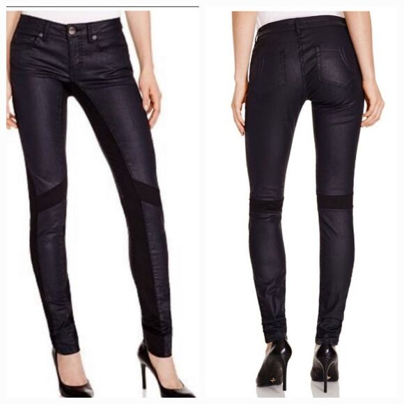 maje DARPO WAX PANELED SKINNY JEANS, SIZE 24US - Picture 1 of 10